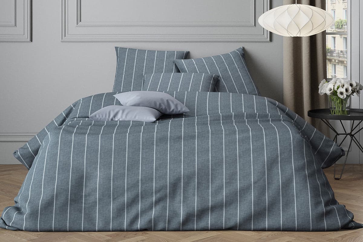 Mistral Home | Stripe Oxford Duvet Cover Set | Grey/White | King