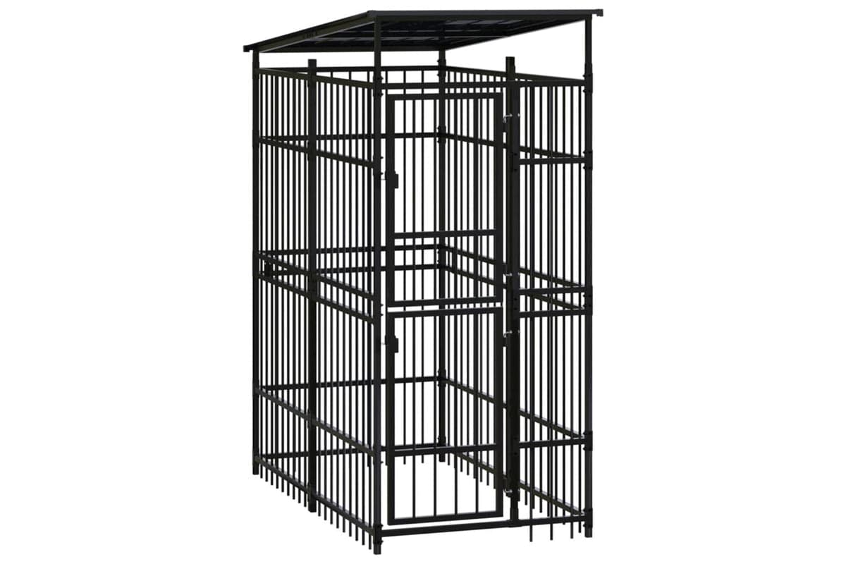 Vidaxl Outdoor Dog Kennel With Roof Steel 184 M