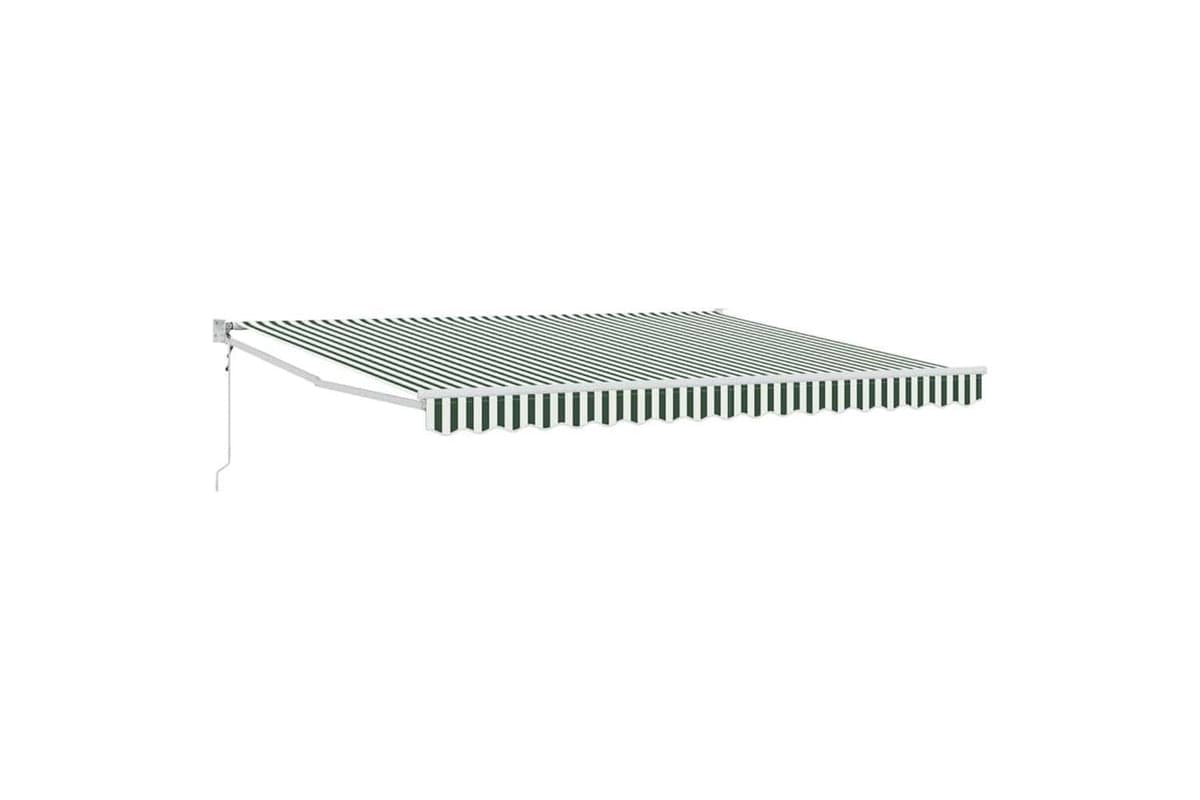 Vidaxl Retractable Awning Green And White 400 X 300 Cm Polyester