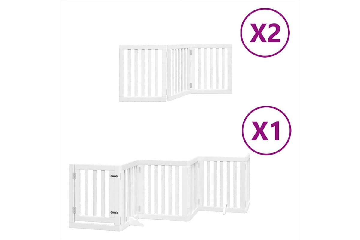 Vidaxl Dog Gate With Door Foldable 12 Panels White 600 Cm Poplar Wood