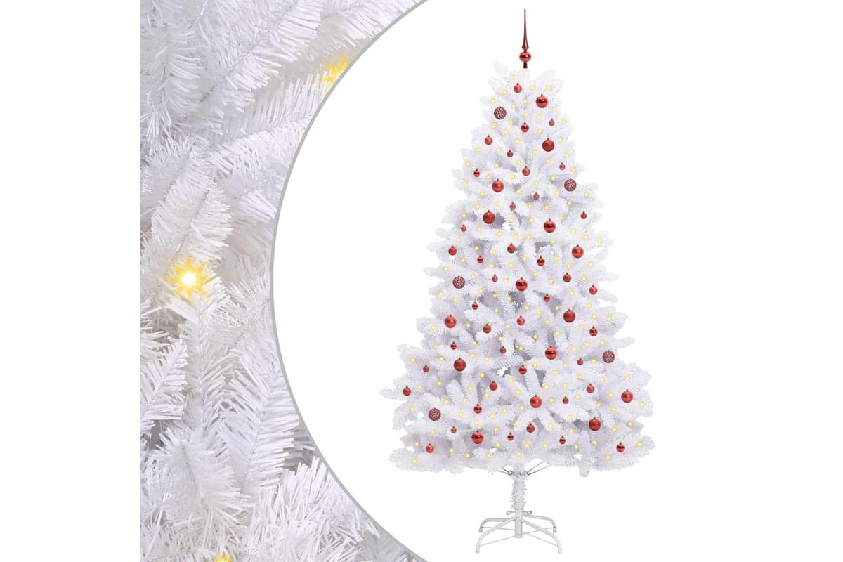 Vidaxl Artificial Hinged Christmas Tree White 240 Cm Pvc And Steel