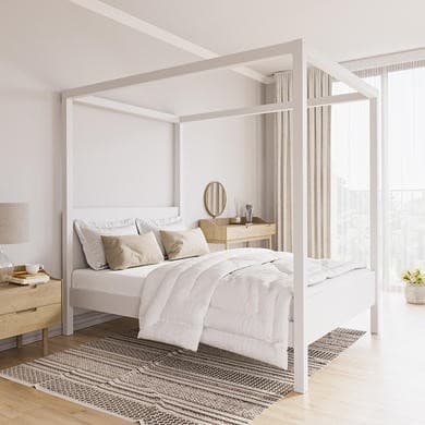 White - Wooden Four Poster Bed Frame - Victoria
