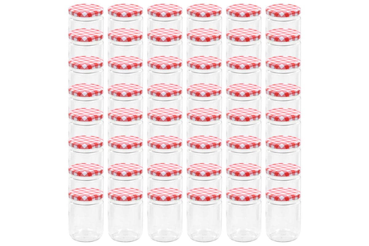 Vidaxl 50798 Glass Jam Jars With White And Red Lid 48 Pcs 230 Ml