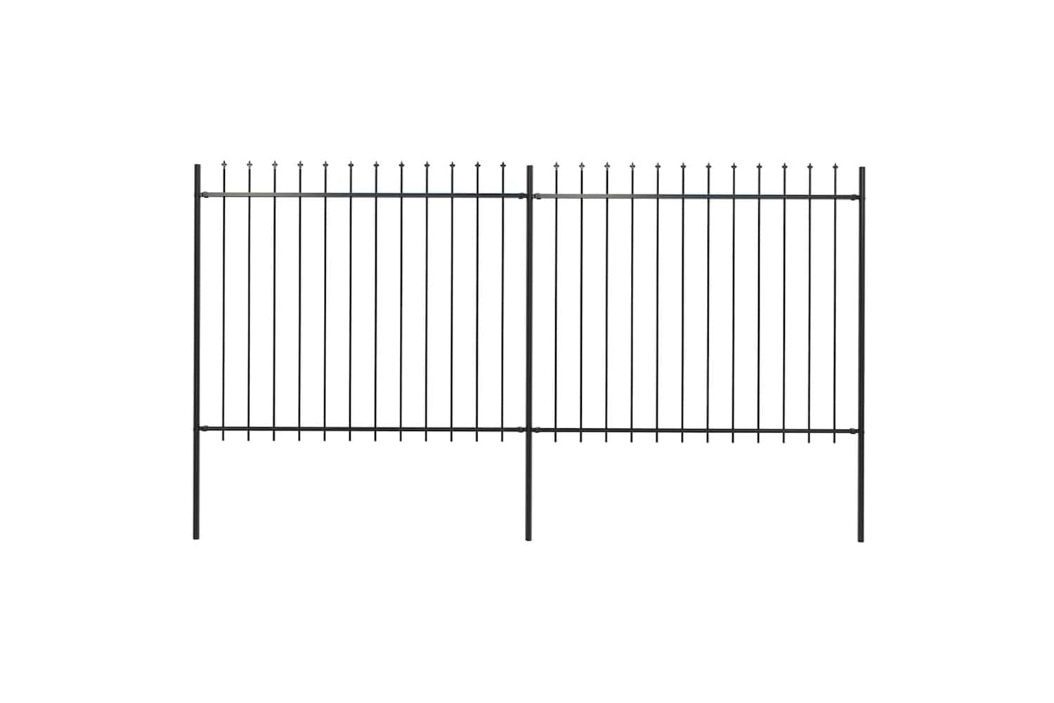 Vidaxl 277630 Garden Fence With Spear Top Steel 3.4x1.5 M Black