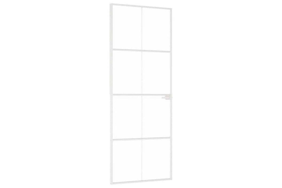 vidaXL 153670 Interior Door White 76x201.5cm Tempered Glass&aluminium Slim