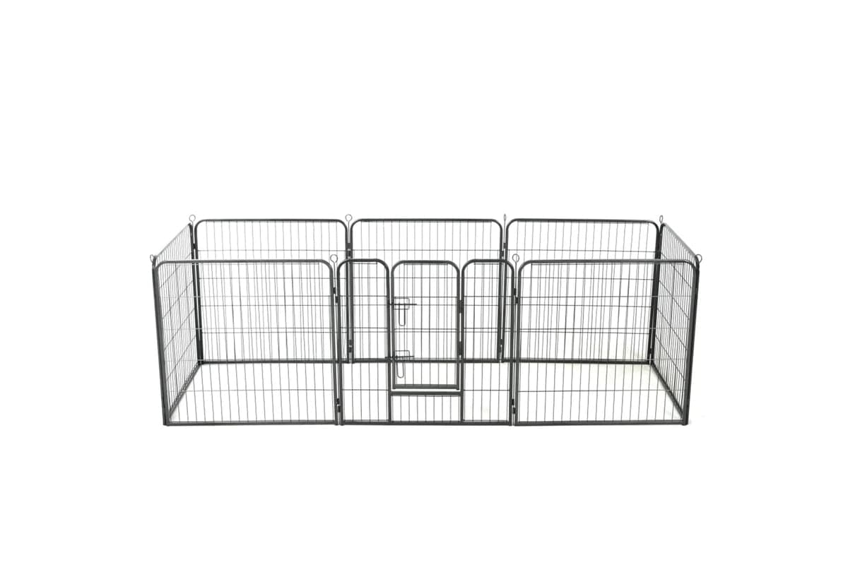 vidaXL 170571 Dog Playpen 8 Panels Steel 80x80cm Black