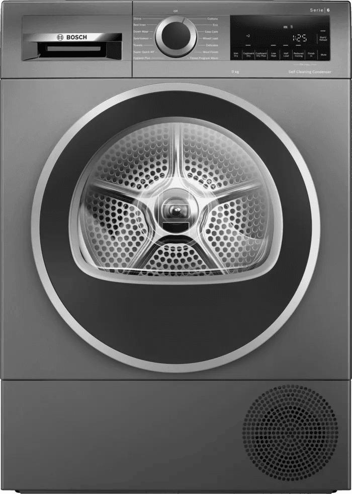 Bosch Series 6 WQG245R1GB, 9KG, Heat Pump Tumble Dryer, Graphite