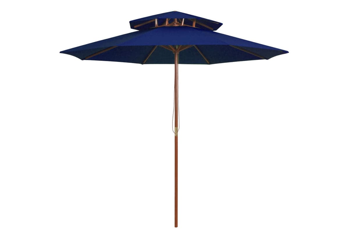 vidaXL 313767 Double Decker Parasol With Wooden Pole Blue 270cm