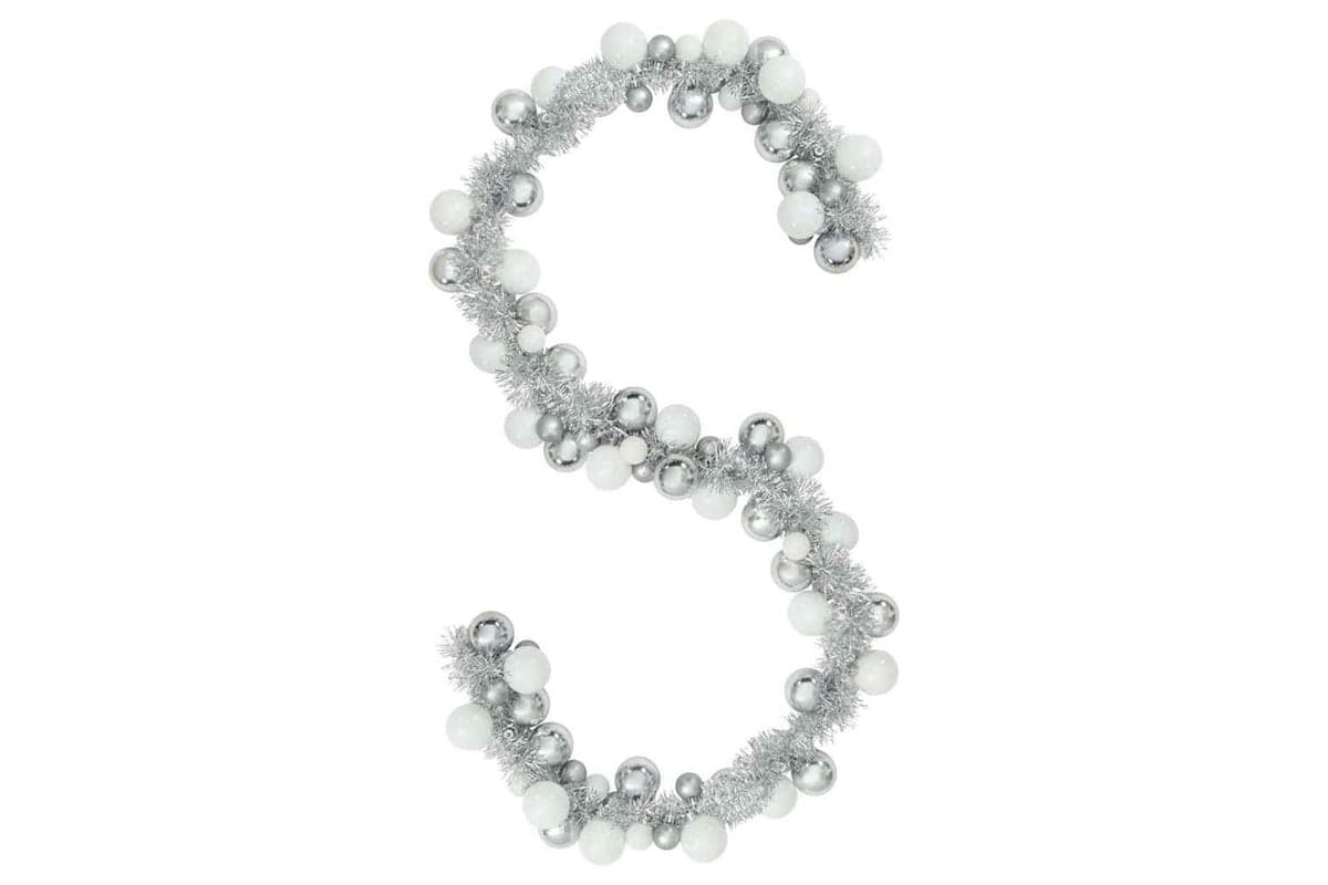 Vidaxl Christmas Ball Garland White And Silver 186 Cm Polystyrene