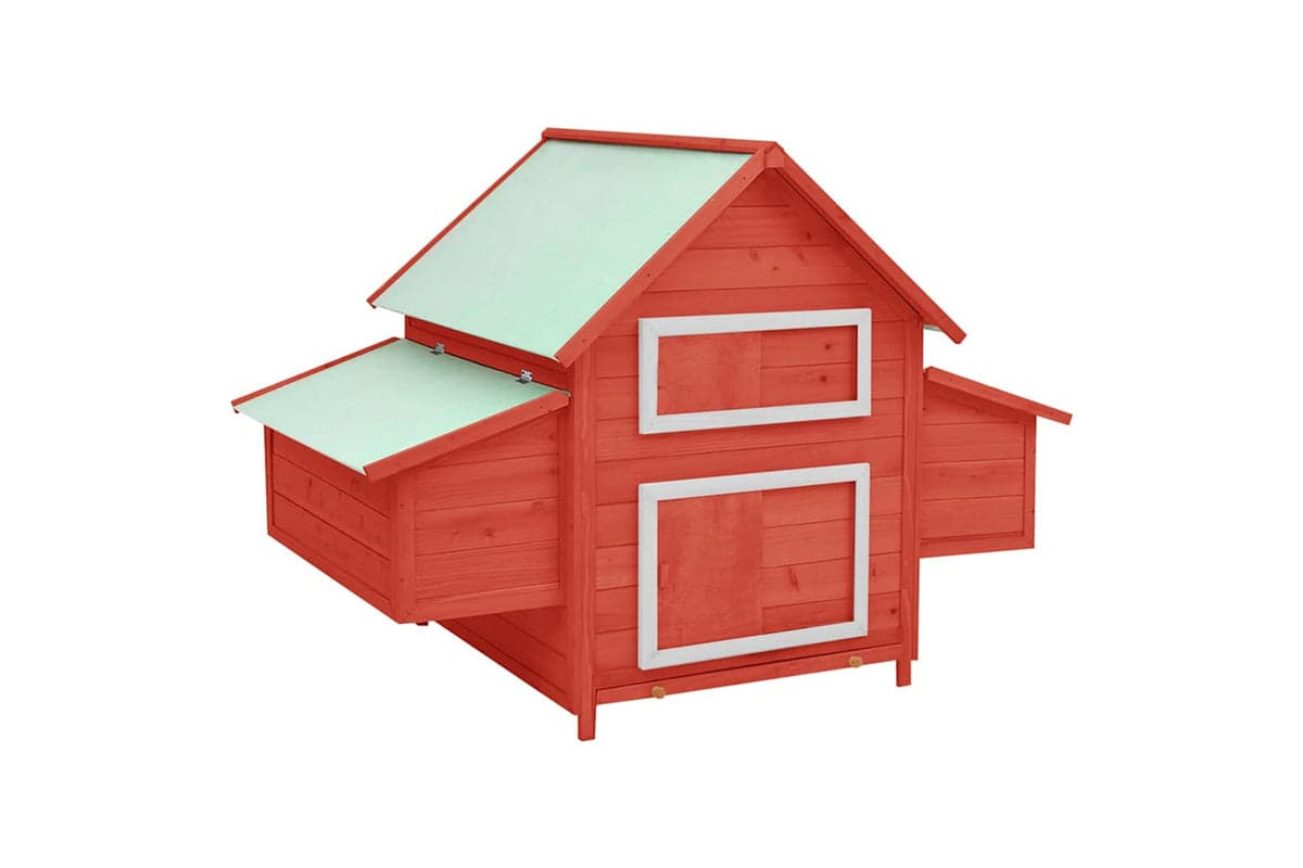 Vidaxl Chicken Coop Red And White 150x96x110 Cm Solid Firwood