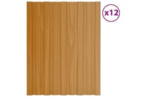 vidaXL 317195 Roof Panels 12 Pcs Galvanised Steel Light Wood 60x45cm