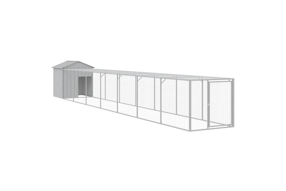 vidaXL 3189076 Chicken Cage With Run Light Grey 117x813x123cm Galvanised Steel