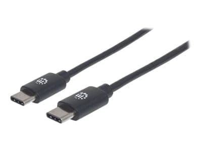 MANHATTAN - USB-C to USB-C Cable, 3m, Male to Male, Black, 480 Mbps (USB 2.0), Hi-Speed USB, Lifetime Warranty, Polybag - USB-C cable - USB-C to USB-C - 3 m