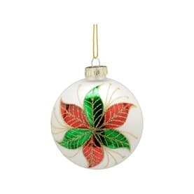 Poinsettia Glass Ball Tree Decoration 8cm