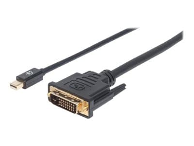 MANHATTAN - Mini DisplayPort 1.2a to DVI-D 24+1 Cable (Clearance Pricing), 1080p@60Hz, 1.8m, Male to Male, Compatible with DVD-D, Black, Lifetime Warranty, Polybag - video adapter cable - Mini DisplayPort to DVI-D - 1.8 m