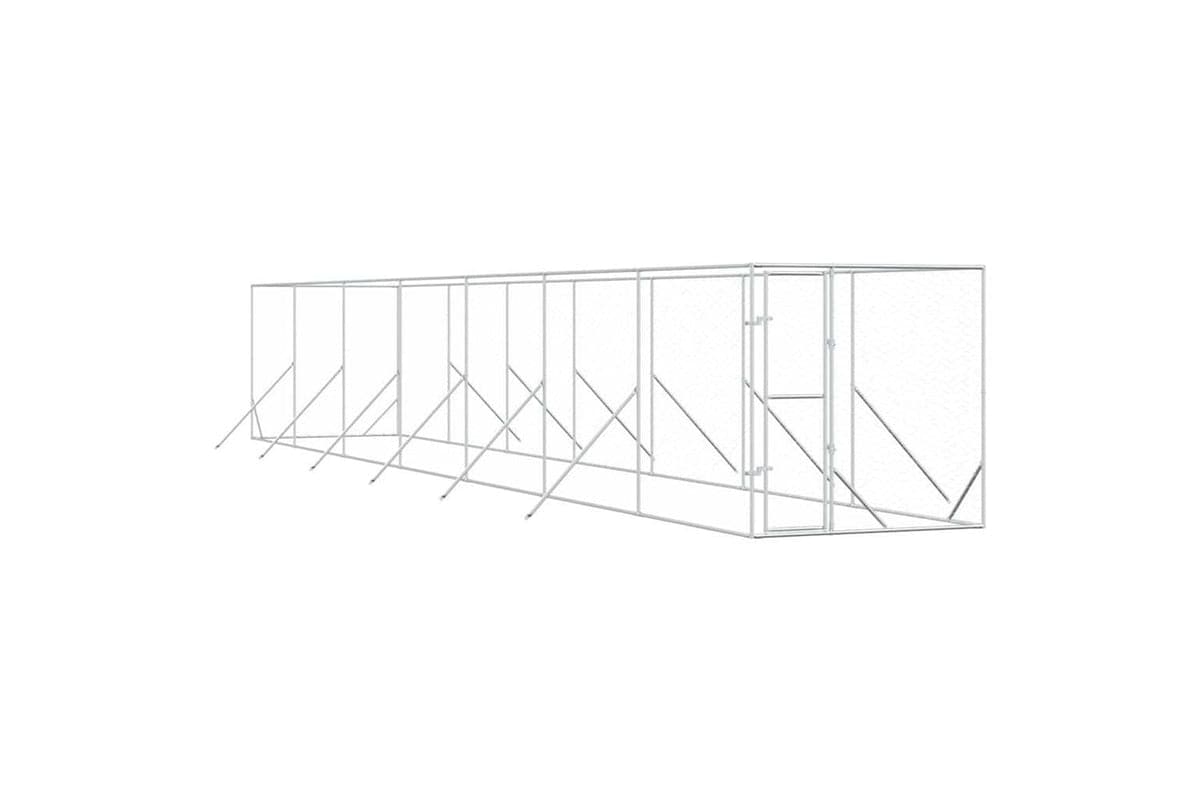 Vidaxl 3190454 Outdoor Dog Kennel Silver 2x14x2 M Galvanised Steel