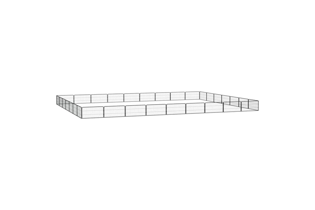 vidaXL 3115973 32-panel Dog Playpen Black 100x50cm Powder-coated Steel