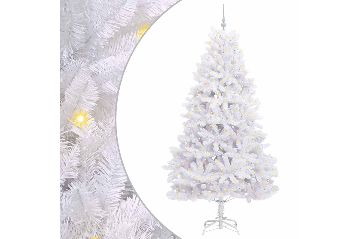 Vidaxl Artificial Hinged Christmas Tree White 240 Cm Pvc And Steel