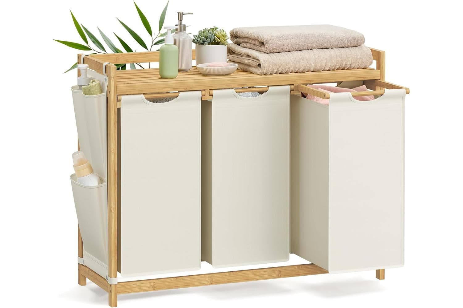Laundry Basket | Laundry Storage | Bamboo & Oxford Fabric | Large