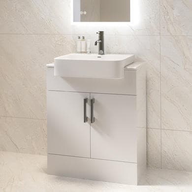 670mm White Freestanding Vanity Unit with Square Basin - Harper