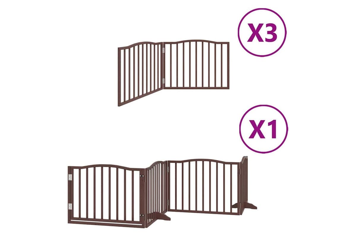 Vidaxl Dog Gate With Door Foldable 10 Panels Brown 800 Cm Poplar Wood
