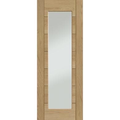 Internal Oak Fully-Glazed Door with Clear Glass - Unfinished - 2040 x 626 x 40mm - Palermo Essential - XL Joinery