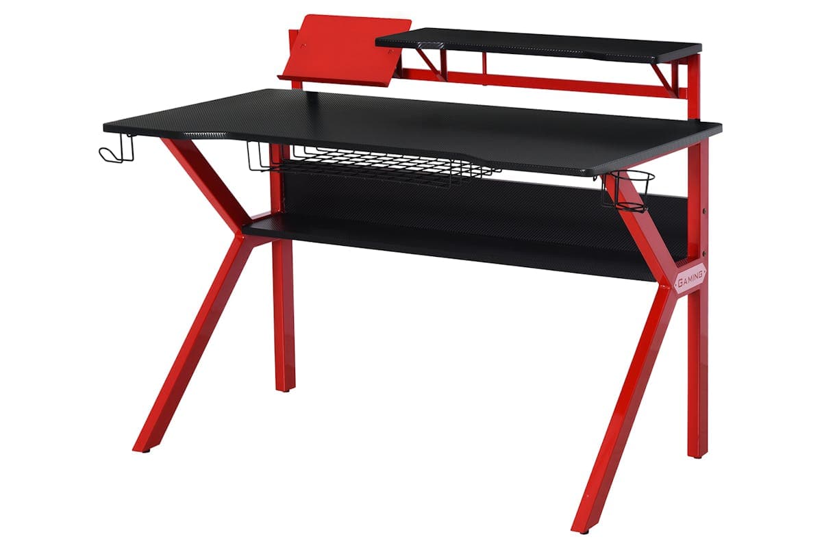 Homcom Small Gaming Desk with Cup Holder | Red/Black