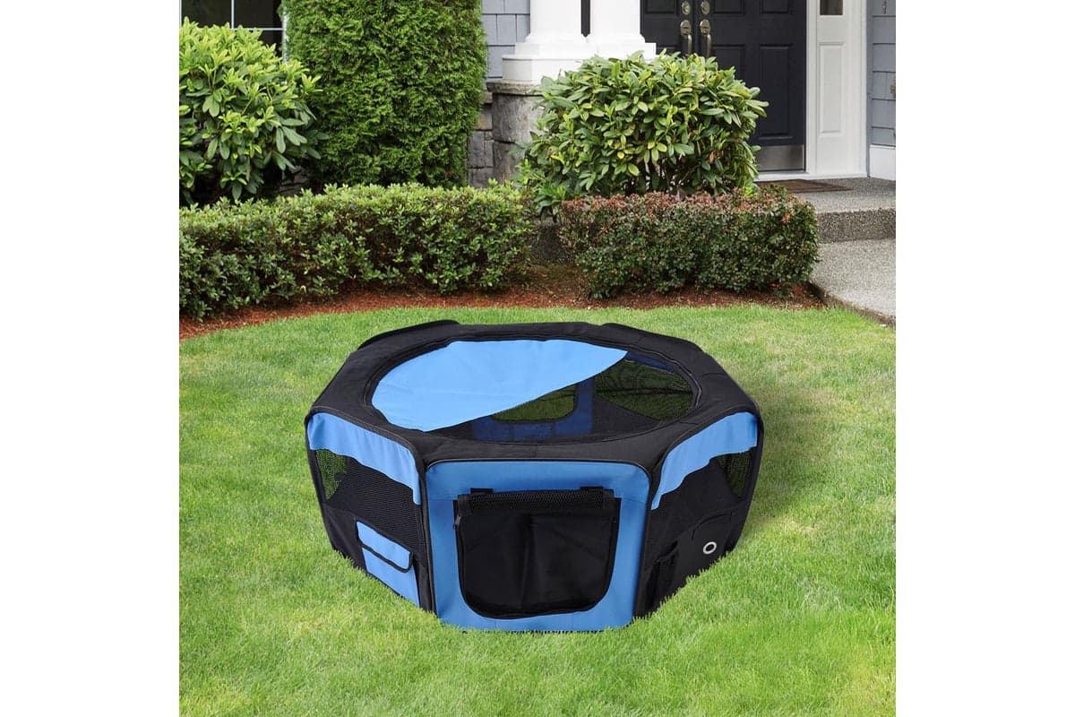 PawHut D1-0109 Breathable Pet Playpen | Blue & Black