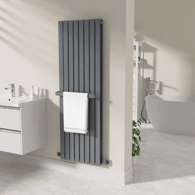 Anthracite Designer Wall-Mounted Towel Holder for Steel & Electric Radiators - 520mm