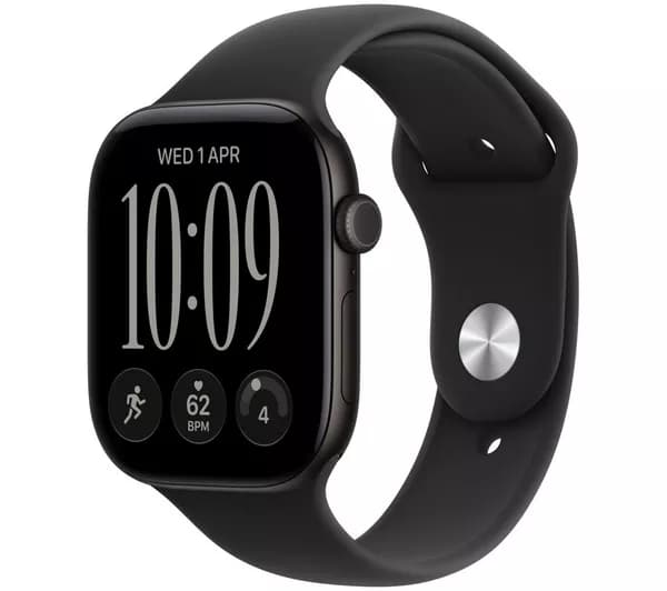 APPLE Watch Series 12 Cellular - 46 mm Black Aluminium Case with Black Sport Band, M/L