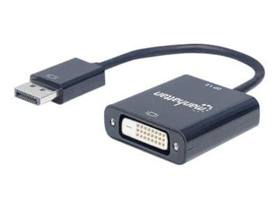 MANHATTAN - DisplayPort 1.2a to DVI-D 24+1 Adapter Cable, 1080p@60Hz, 23cm, Male to Female, Active, Compatible with DVD-D, Black, Three Year Warranty, Polybag - video adapter - DisplayPort to DVI-D - 23 cm