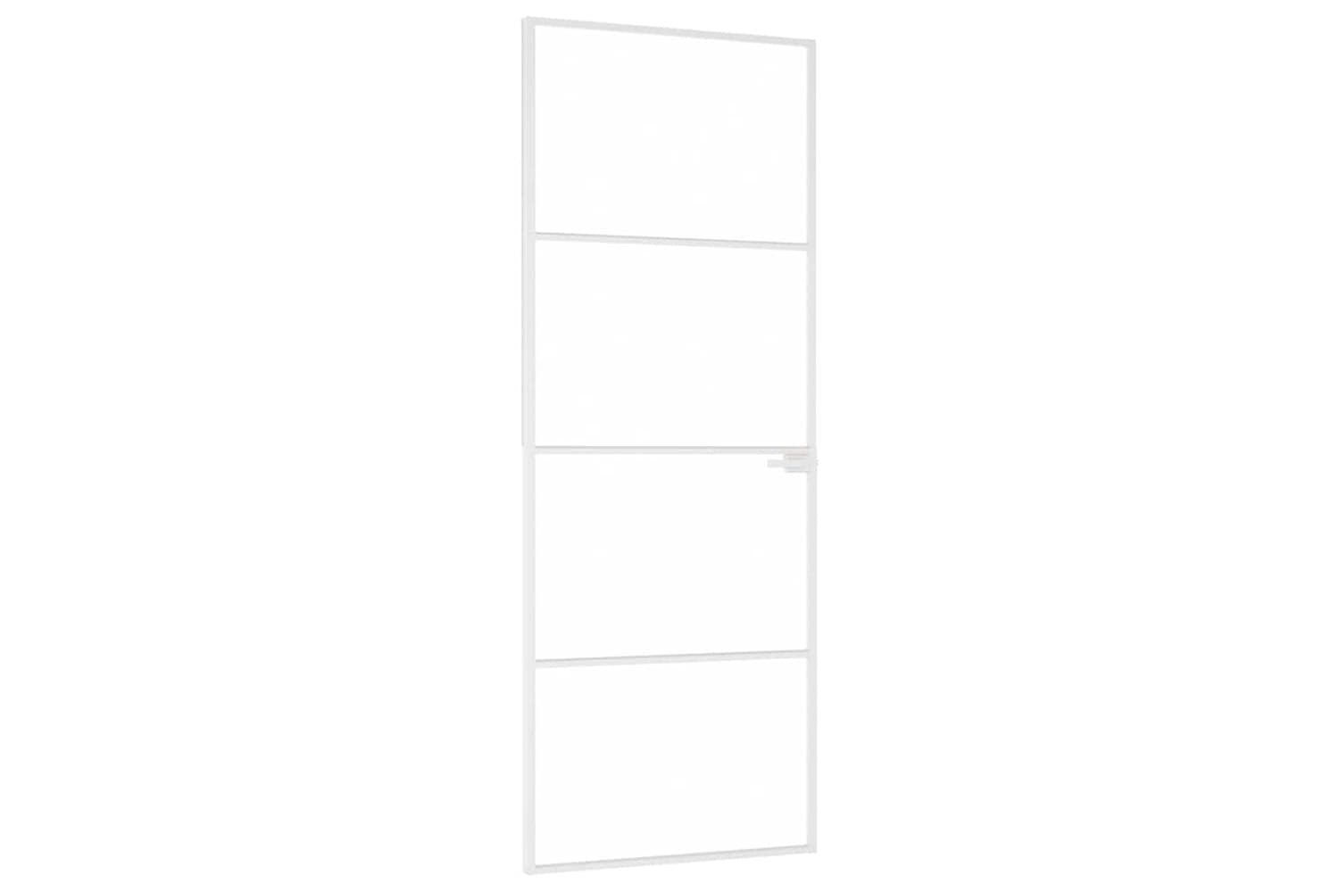 vidaXL 153666 Interior Door White 76x201.5cm Tempered Glass&aluminium Slim