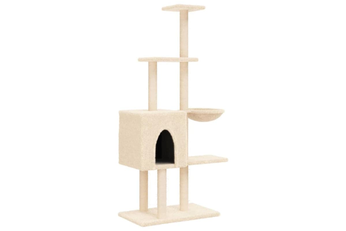 Cat Tree With Sisal Scratching Posts Cream 145 Cm