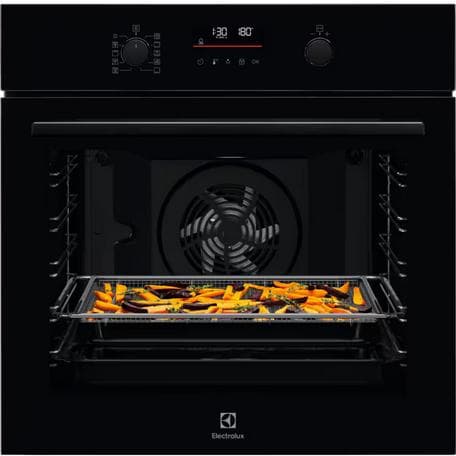 ELECTROLUX            72LITRE BLACK SINGLE PYRO CLEAN OVEN WITH AIR FRY