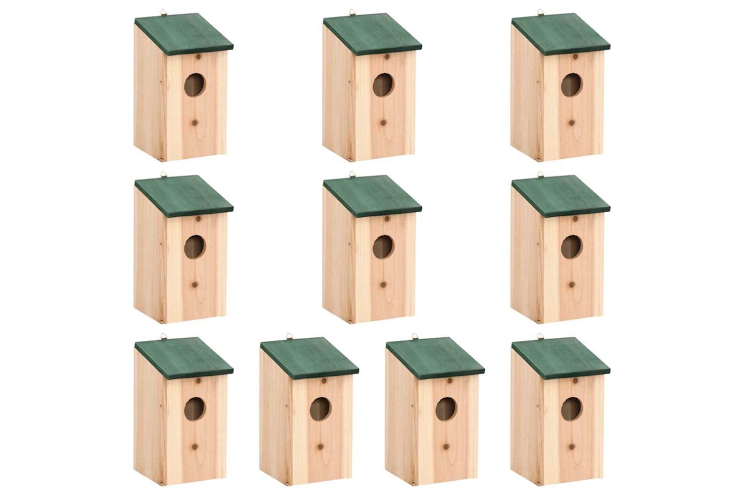 vidaXL 314815 Bird Houses 10 Pcs Solid Firwood 12x12x22cm