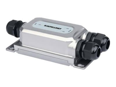 INTELLINET - 2-Port Outdoor Vandalproof Gigabit PoE++ Extender, Two 30 W Ports, Extends PoE up to 100 m (328 ft.), 60 W Power Budget, IEEE 802.3bt (4PPoE) Compliant, IP67 Waterproof, IK10-rated, Metal Housing - network/power