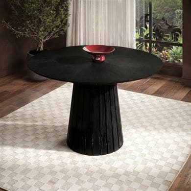 Round Black Pedestal Dining Table - Seats 4 - Owen