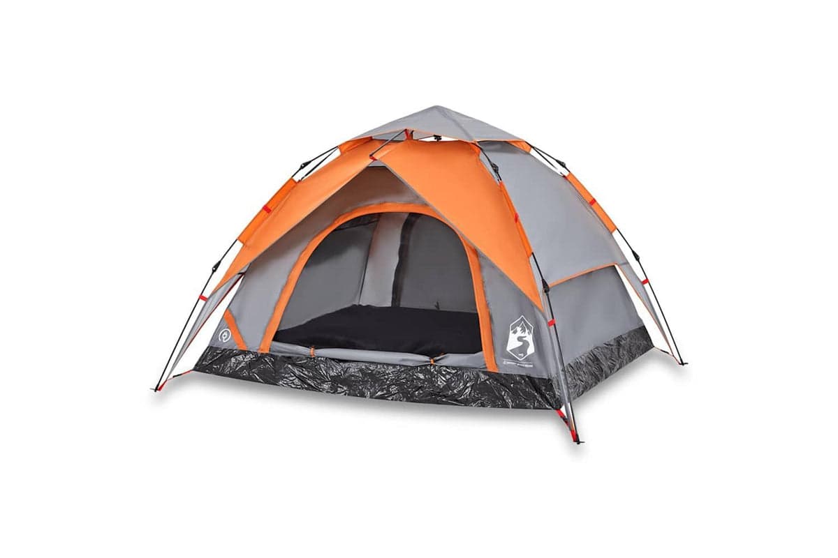 Vidaxl Camping Tent Dome 3-person Grey And Orange Quick Release