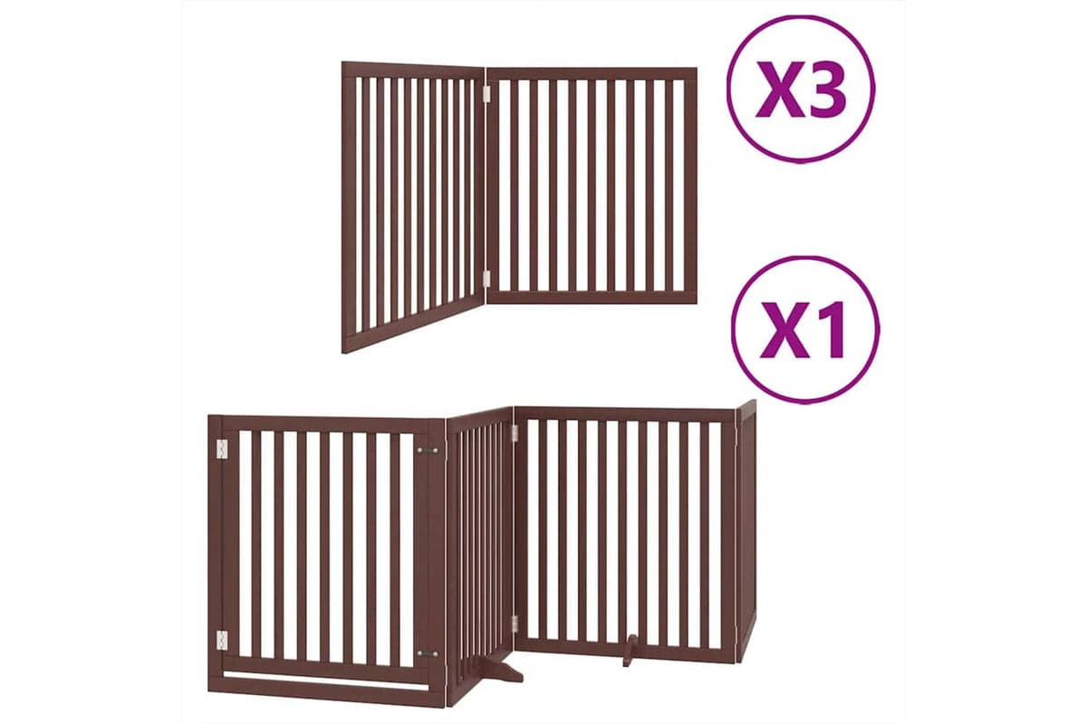 Vidaxl Dog Gate With Door Foldable 10 Panels Brown 800 Cm Poplar Wood