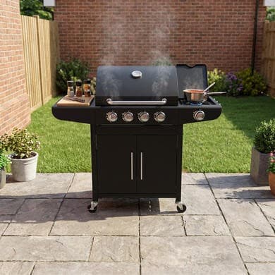 Boss Grill Georgia Classic - 4 Burner Gas BBQ with Side Burner - Black