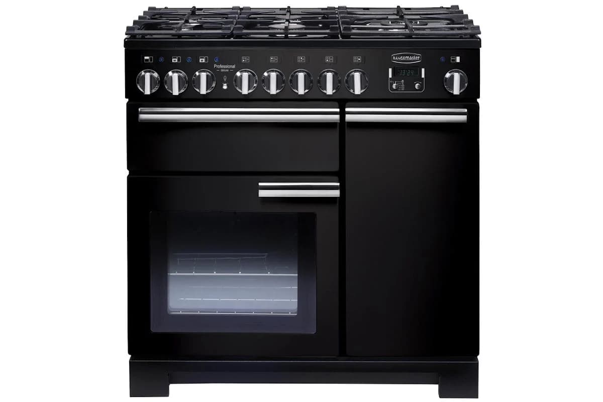 Rangemaster Pro Deluxe 90cm Dual Fuel Range Cooker | PDL90DFFCR/C | Black