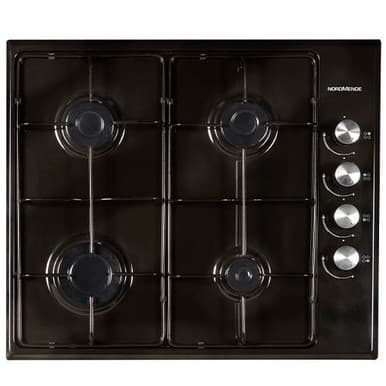 NordMende Gas Hob with Enamel Pan Supports - Black | HGE603BL