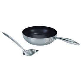 SteelShield Stainless Steel Frypan With Free Slotted Turner 24cm