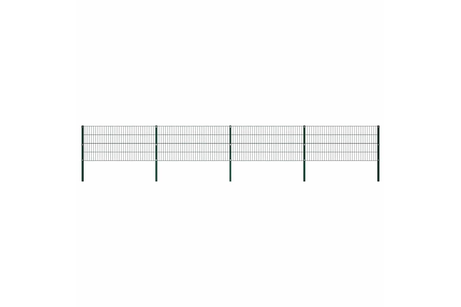 Vidaxl 278607 Fence Panel With Posts Iron 6.8x0.8 M Green