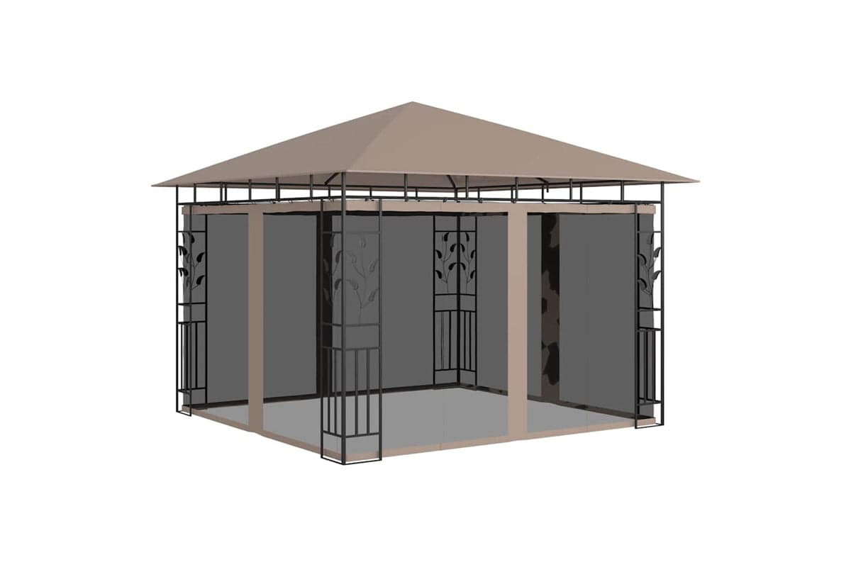 Vidaxl 312251 Gazebo With Mosquito Net 3x3x2.73 M Taupe