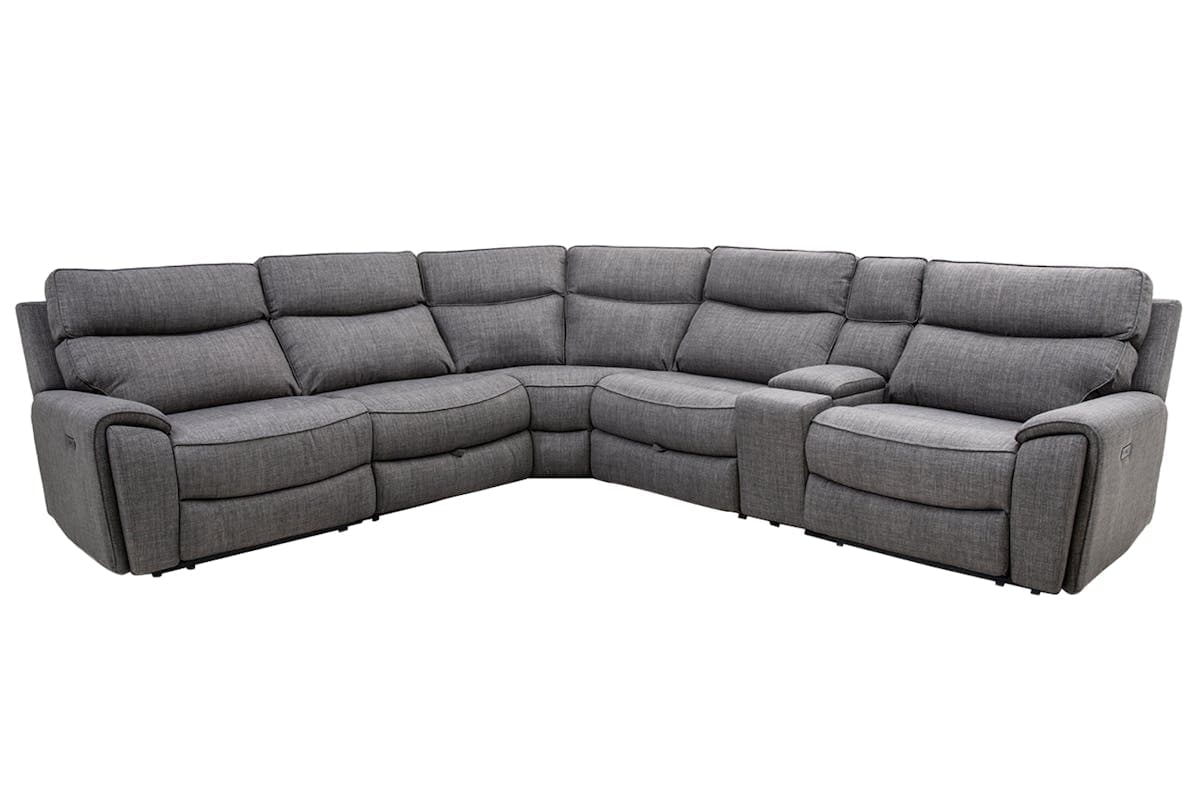 Mila Corner Sofa with Console | Power Recliner | Large | Grey