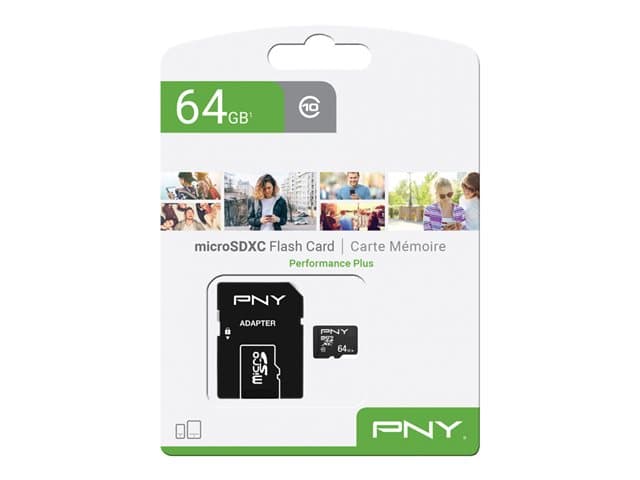 PNY - Performance Plus - Flash memory card - 64 GB - Class 10 - microSDXC