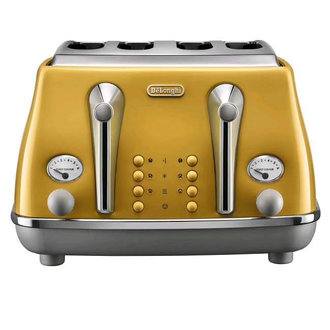 Delonghi Icona Capitals Yellow 4 Slice Toaster CTOC4003.Y