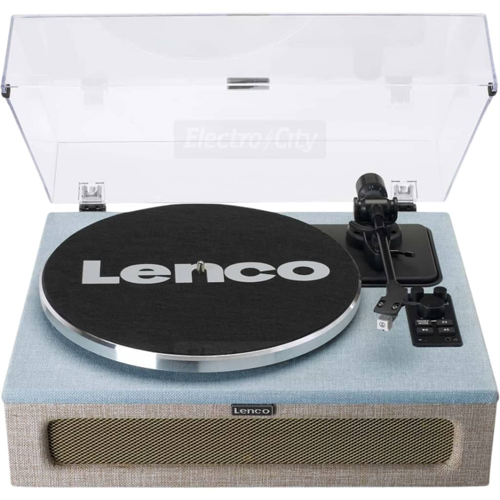 Lenco Turntable with 4 Built-In Speakers and Bluetooth | Blue &amp; Taupe