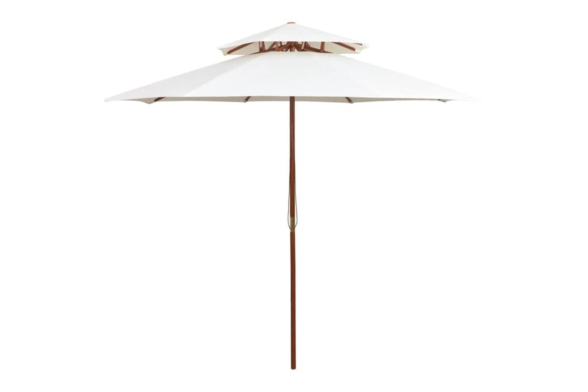 vidaXL 42964 Double Decker Parasol 270x270cm Wooden Pole Cream White